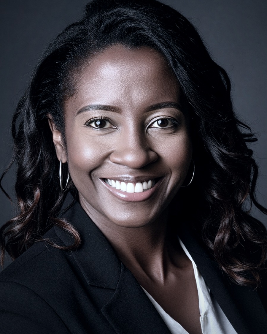 Zee Blackett, photographed in profile against a dark background, lit from one side.